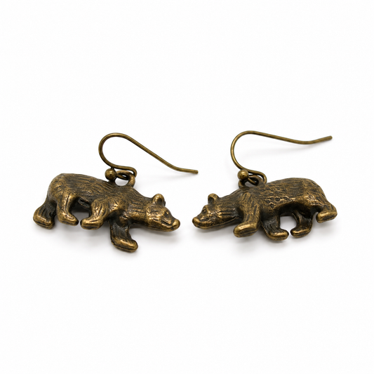 Brass Bear Earrings - E9-117