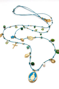 Long Religious Saint and Charm Necklace - N2-2619