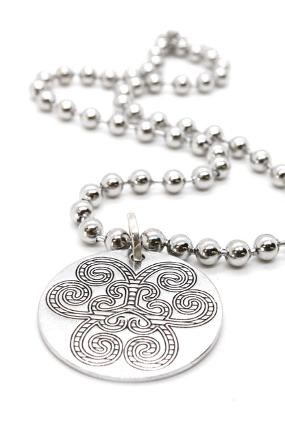 Single Silver Ball Chain Necklace with Large Disc Charm -The Classics Collection-