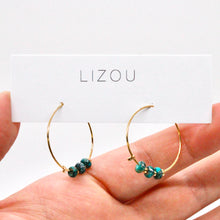 Load image into Gallery viewer, Turquoise Jasper Bead Hoop Earrings E7-013 -Stone Collection-
