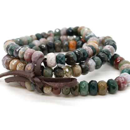 Faceted India Agate Three Strand Bracelet -BL-IA