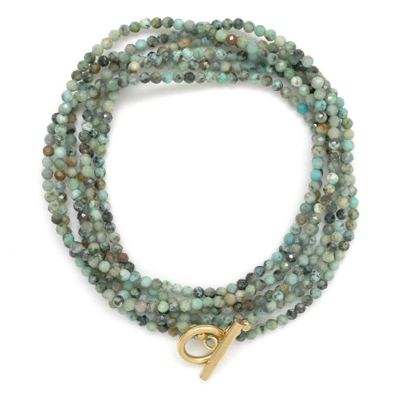 Faceted African Turquoise Stone Necklace or Bracelet -  N2-2662