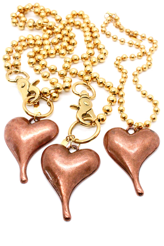 Simple Copper Pendant Convertible Gold Chain Necklace