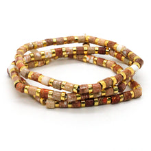 Load image into Gallery viewer, Ivory Semi Precious Stone and Gold Stretch Stone Bracelet -Stone Collection-
