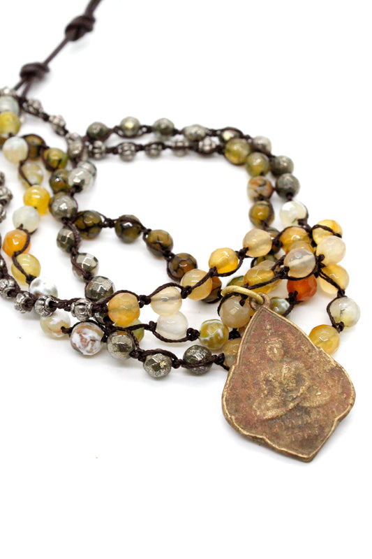 Buddha Necklace 82 - Crochet Necklace / Bracelet Buddha - One of a Kind -