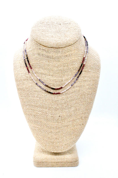 Delicate Faceted Mini Semi Precious Stone Mix Beaded Necklace - N9-016