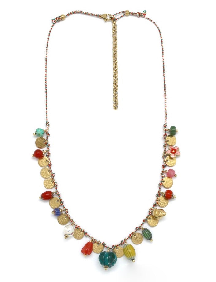 Gold Coins and Charms Necklace - N2-2614
