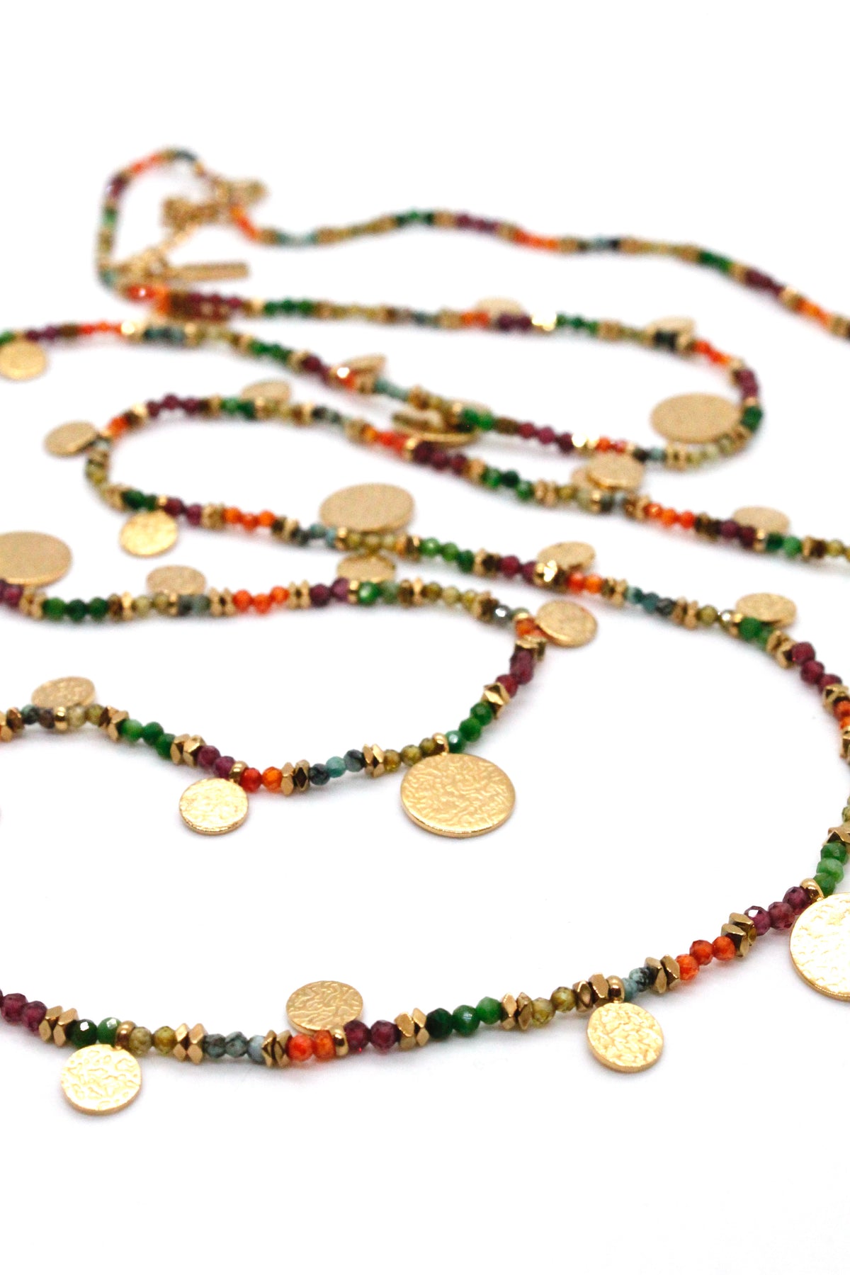 Museum Style Zirconium and Agate Necklace or Bracelet with 24K Gold Plate Charms