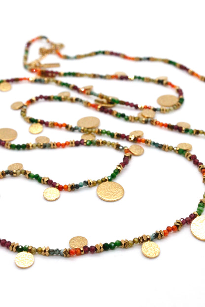 Museum Style Zirconium and Agate Necklace or Bracelet with 24K Gold Plate Charms