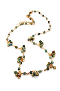 African Turquoise 24K Gold Plate Chain Necklace