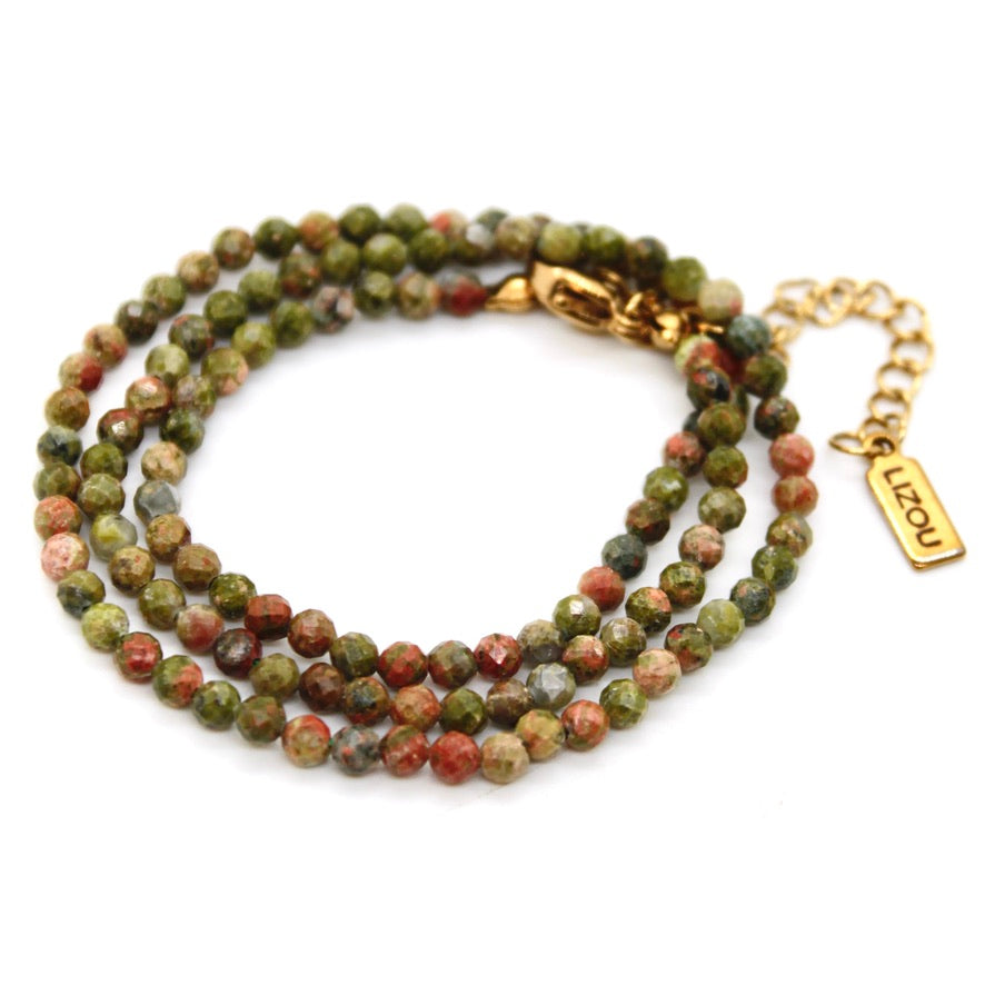 Short Unakite Stone Necklace - N9-200UN