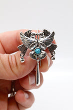 Load image into Gallery viewer, Silver Kissing Bird Turquoise Earrings - E9-088
