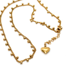 Load image into Gallery viewer, Gold Plate Mini Ball Chain with Heart
