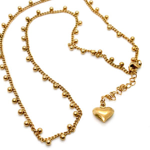 Gold Plate Mini Ball Chain with Heart