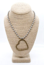 Load image into Gallery viewer, Brass Heart Outline Convertible Silver Chain Necklace

