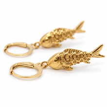Load image into Gallery viewer, Small Gold Fish Dangle Earrings  - E4-478S
