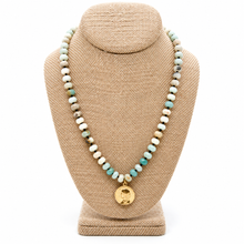 Load image into Gallery viewer, Faceted Amazonite Hand-knotted Long Religious Medal Necklace - FMN02
