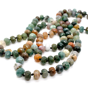 Hand-Knotted Long India Agate Bead Necklace - NL-IA