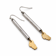 Load image into Gallery viewer, Long Unique Two Tone Dangle Earrings - E9-202
