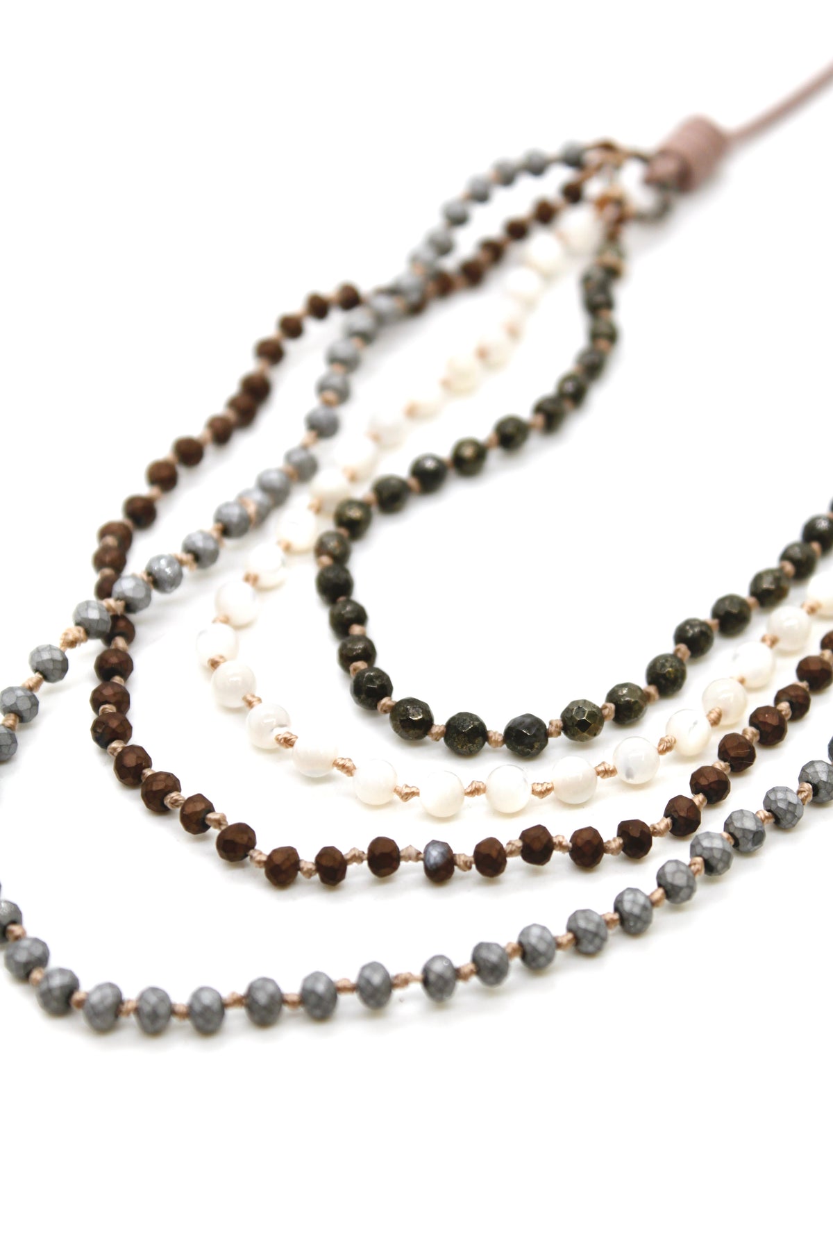 Semi Precious Stone Multi Strand Short Necklace - NLS-Charlie