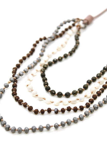 Semi Precious Stone Multi Strand Short Necklace - NLS-Charlie
