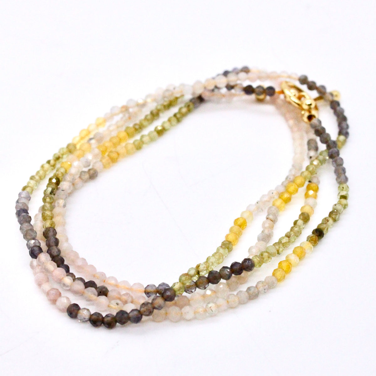 Delicate Faceted Mini Semi Precious Stone Mix Beaded Necklace - N9-007