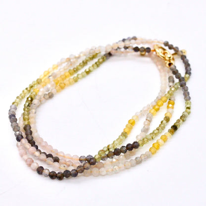Delicate Faceted Mini Semi Precious Stone Mix Beaded Necklace - N9-007
