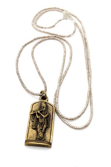 Buddha Necklace 16 - Reversible African Beads - One of a Kind -