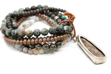 Load image into Gallery viewer, African Turquoise and Crystal Mix Bracelet with Buddha Charm-The Buddha Collection- BL-4019-LB
