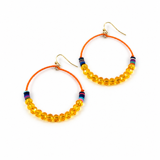 Crystal Beaded Hoop Earrings - E001-19