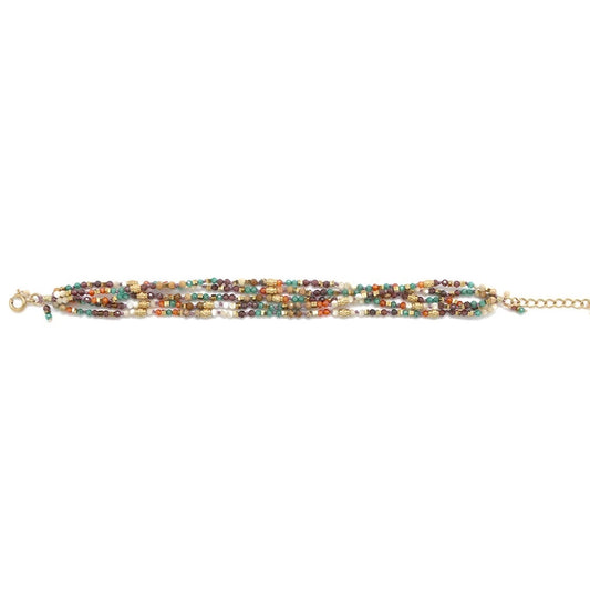 Mixed Semi Precious Stone 5 Strand Bracelet - B4-041A