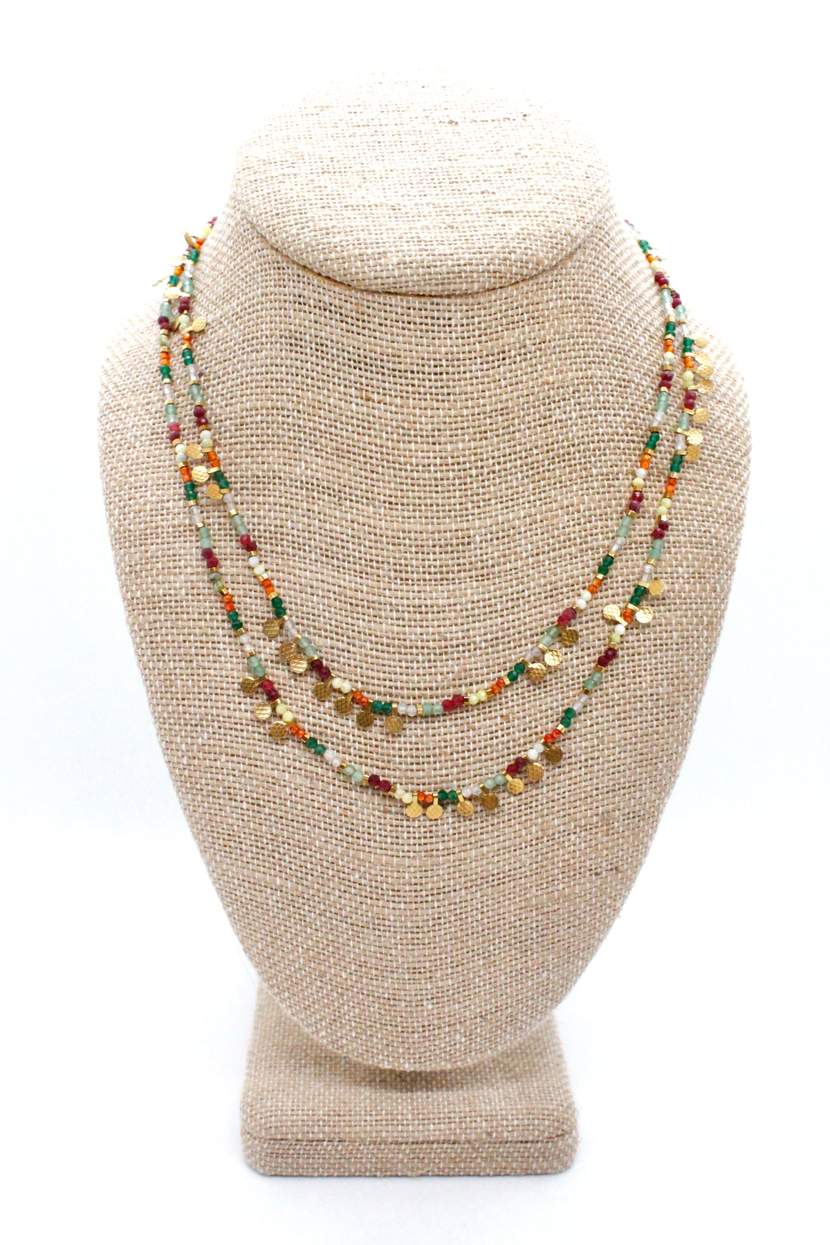 Museum Style Rainbow Agate Necklace or Bracelet with 24K Gold Plate Mini Charms