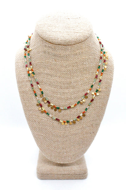 Museum Style Rainbow Agate Necklace or Bracelet with 24K Gold Plate Mini Charms