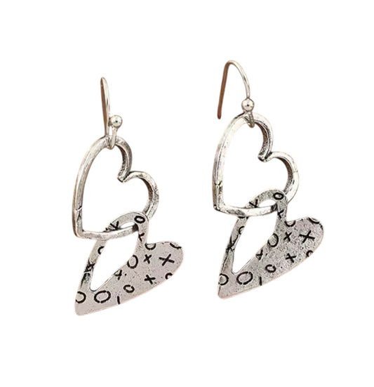 Double Heart Dangle Earrings - E9-096
