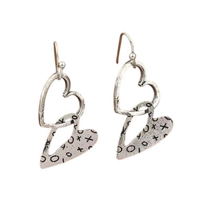 Double Heart Dangle Earrings - E9-096
