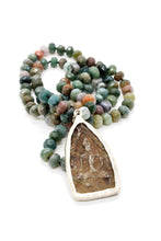 Load image into Gallery viewer, India Agate Stone Silver Large Buddha Necklace -Buddha Collection-
