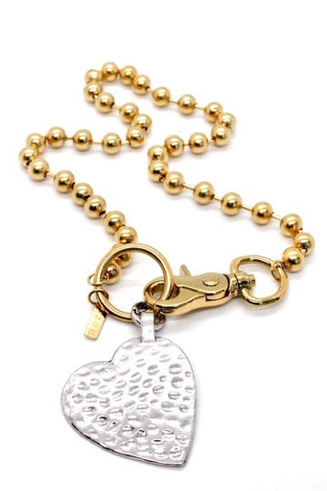 Steam Punk Silver Heart Necklace Single Gold Chain Claw Clasp