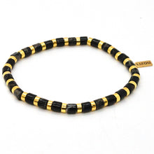 Load image into Gallery viewer, Black and Gold Stretch Stone Bracelet -Stone Collection-
