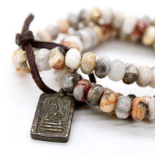 Load image into Gallery viewer, Crazy Lace Agate Reversible Vintage Buddha Charm Bracelet -Buddha Collection-
