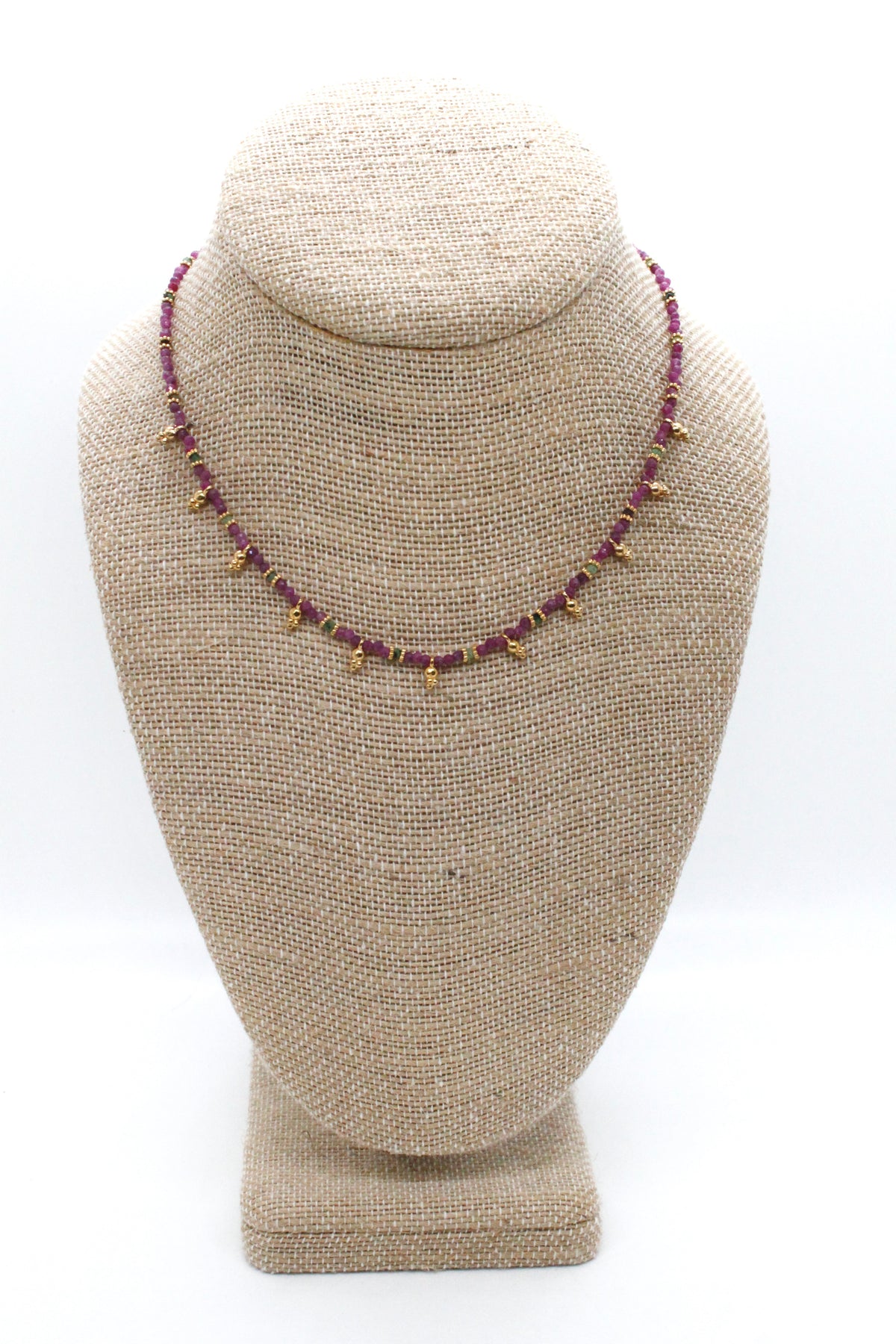 Short Mini Charm Purple Tourmaline Necklace - N2-2611T