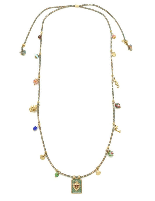 Flaming Heart Mini Charm Necklace - N2-2590