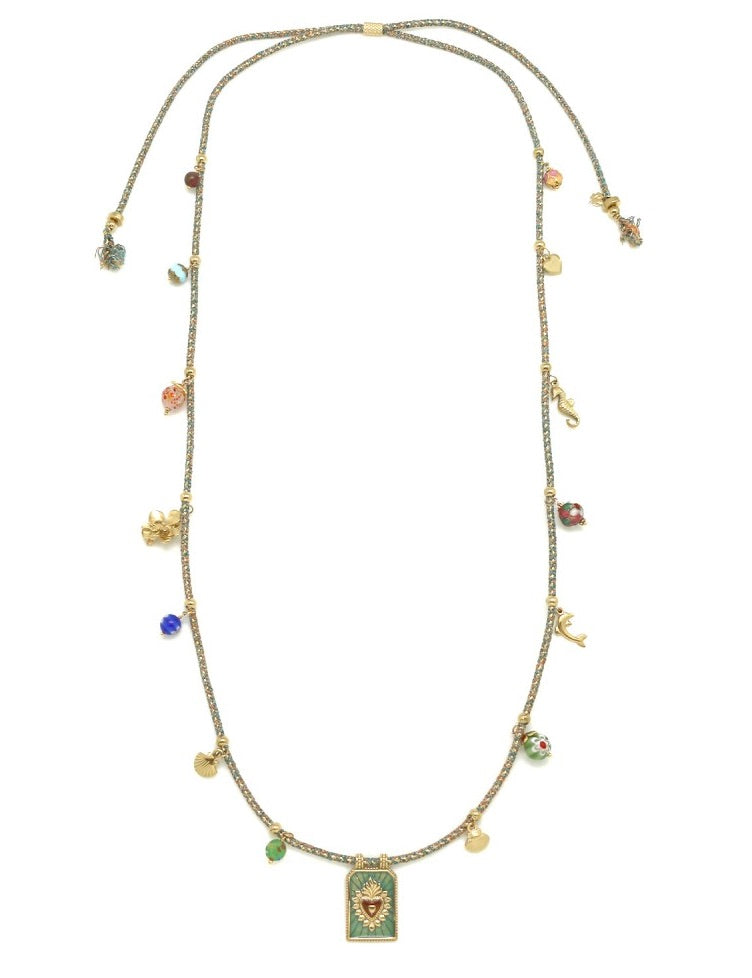 Flaming Heart Mini Charm Necklace - N2-2590