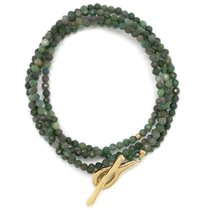 Luxury Faceted Green Agate Stone Long Necklace - N2-2636