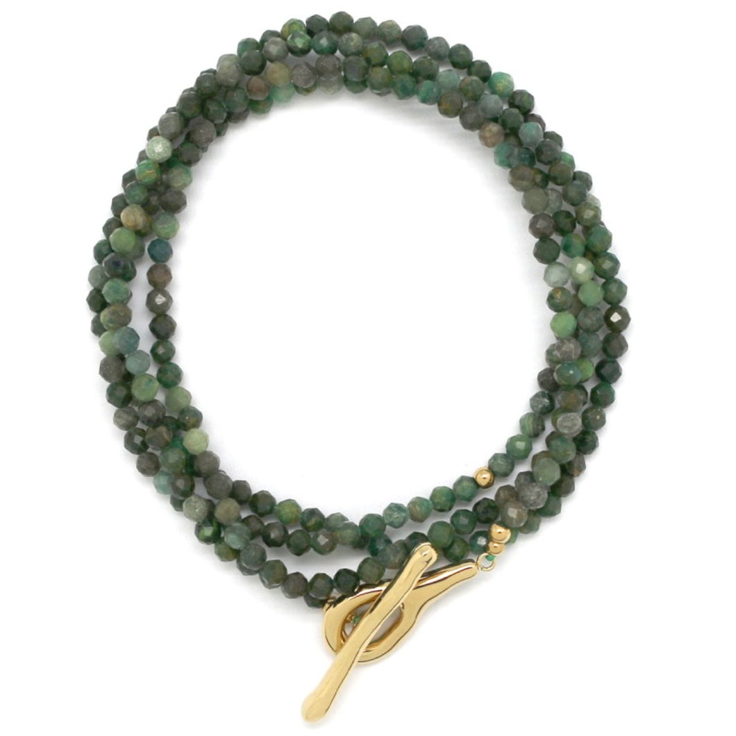 Luxury Faceted Green Agate Stone Long Necklace - N2-2636