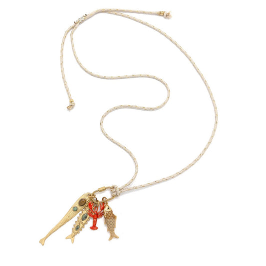 Fish and Lobster Long Necklace - N2-2707