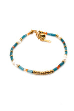 Load image into Gallery viewer, Beaded Apatite and Freshwater Pearl Bracelet -French Flair Collection-
