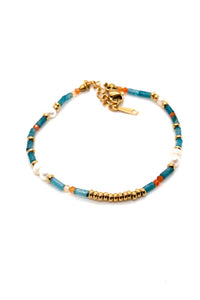 Beaded Apatite and Freshwater Pearl Bracelet -French Flair Collection-