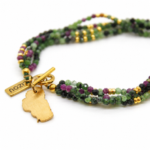 Load image into Gallery viewer, Tahoe Mini Ruby Zoisite Stone 4 Strand Bracelet - BT-003B
