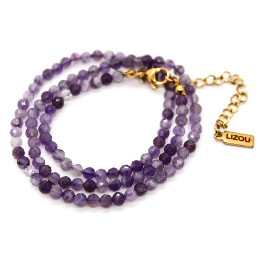 Short Amethyst Stone Necklace - N9-200AM