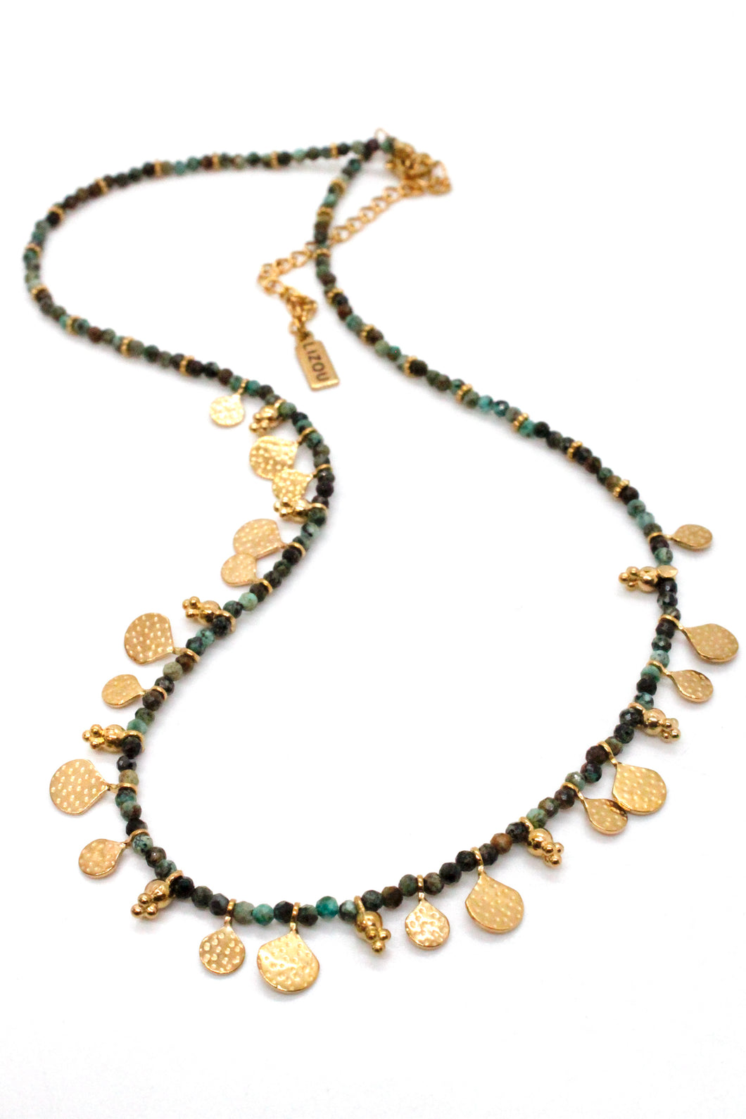 Short Mini Delicate Charm African Turquoise Necklace - N2-2610AT